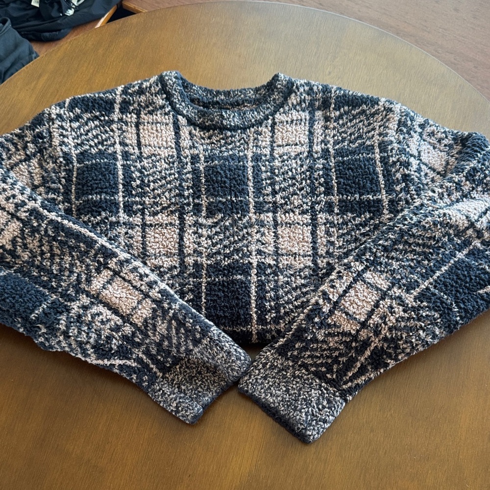 SKIMS COZY PLAID PULLOVER SZ XS